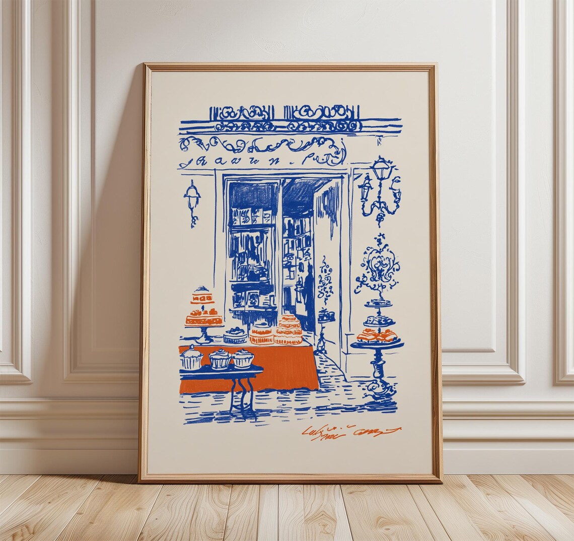 Vienna Caf Poster, European Streetfront