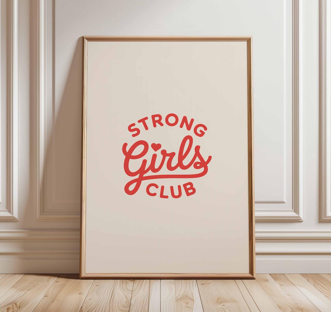 Strong Girls Club Retro Typography Art Print