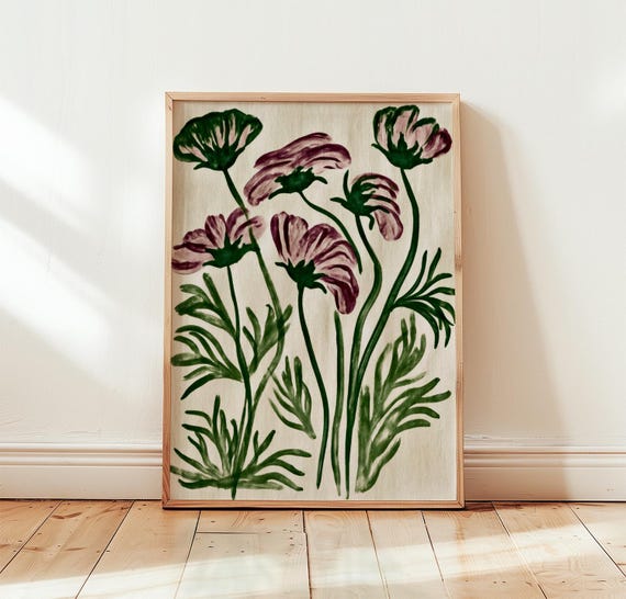 Botanical Floral Poster Scandinavian Wall Art Watercolour Flower Print