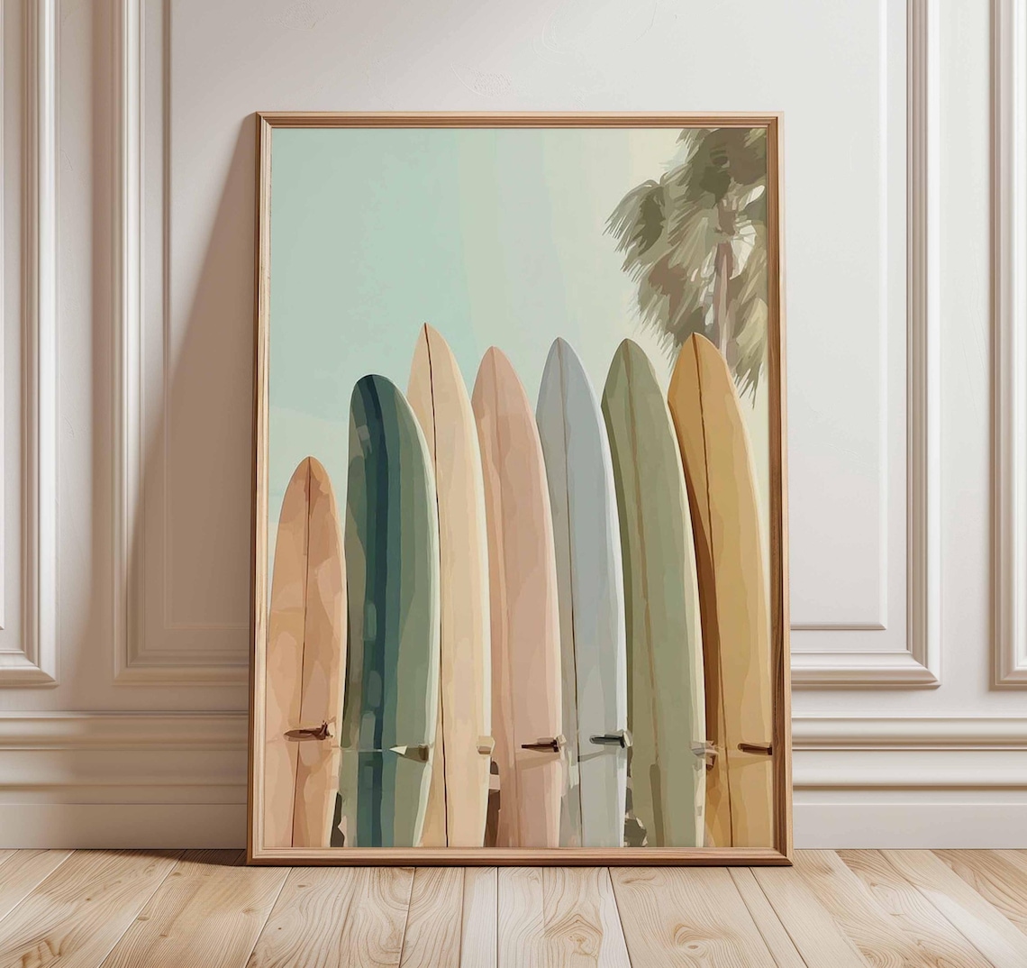Muted Surfboards Boho Minimalist Coastal Art Print