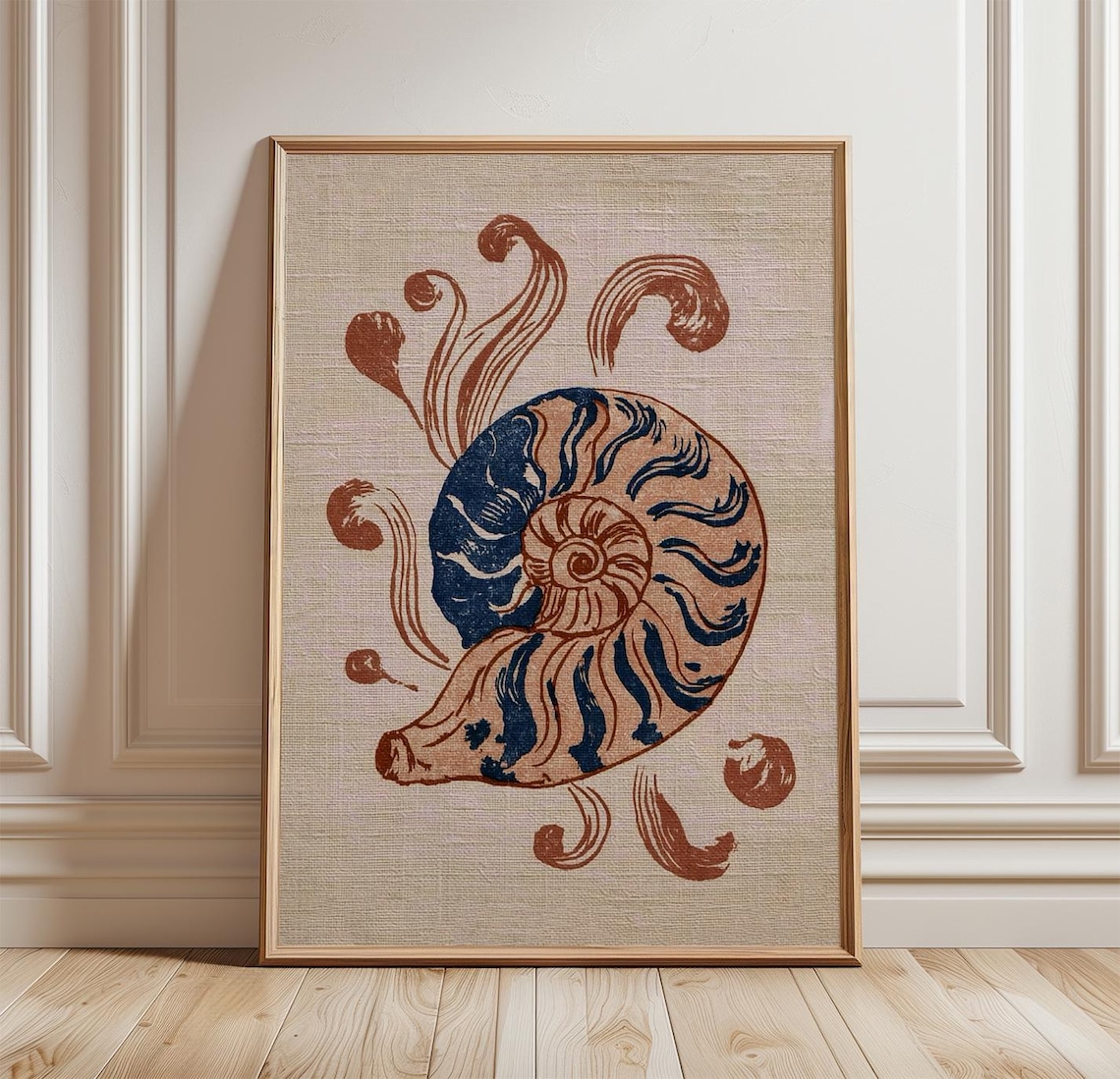 Ammonite Fossil, Vintage Nature Art Print
