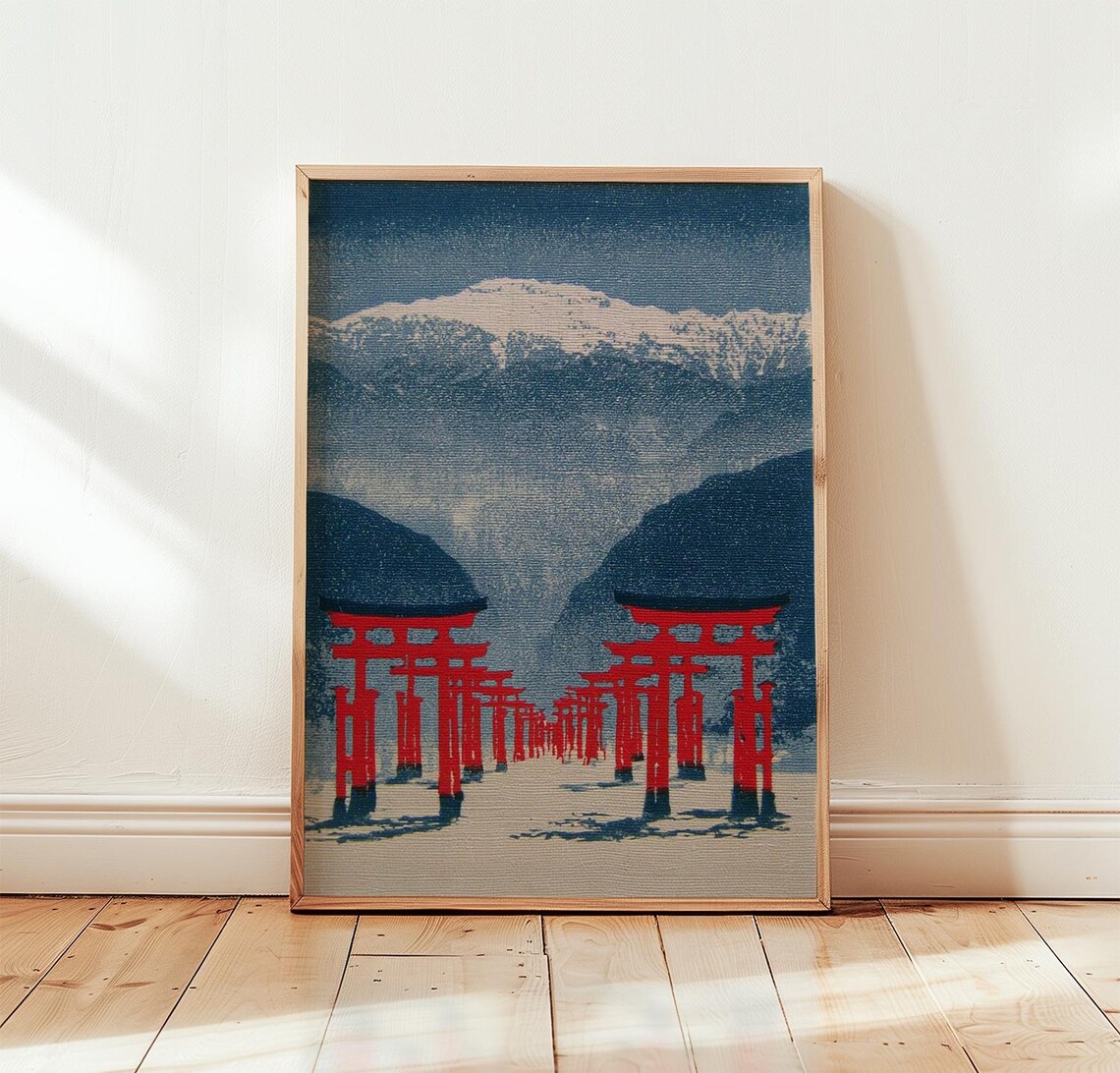 Japanese Torii, Vintage Landscape Poster
