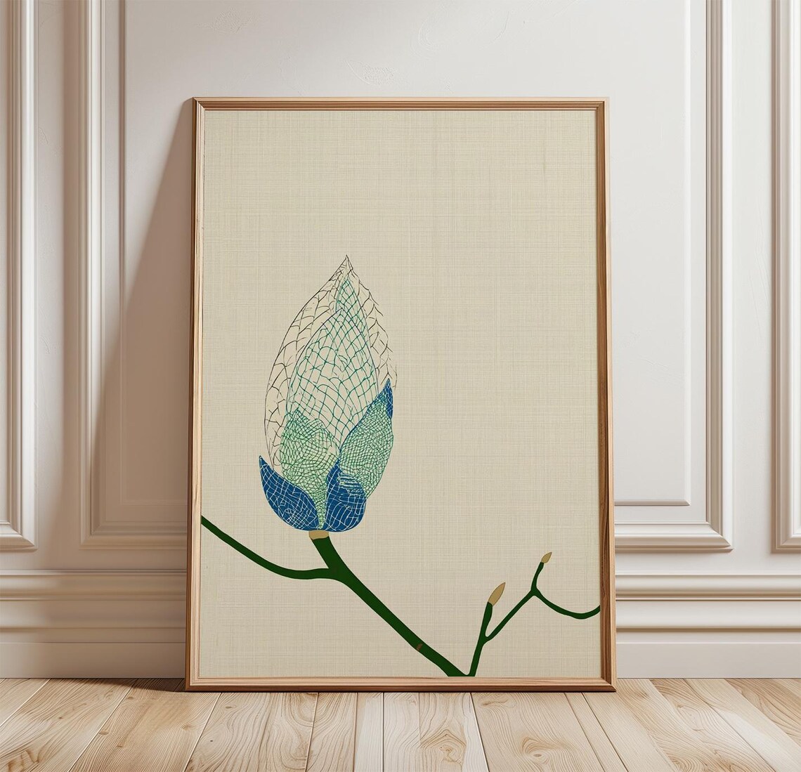 Magnolia Bud Minimal Botanical Art Print