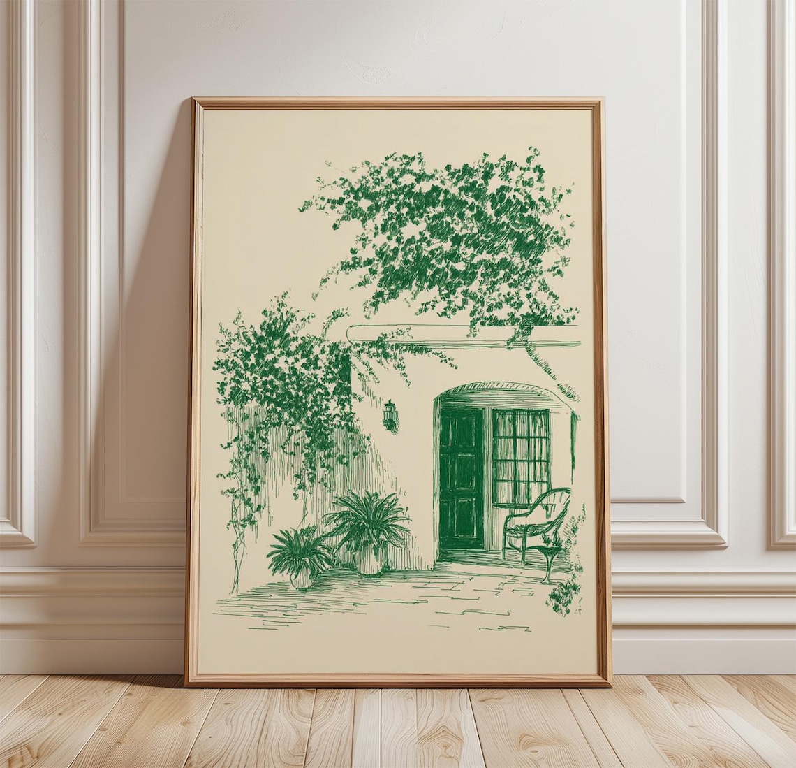 Bougainvillea Courtyard Poster, Mediterranean Garden