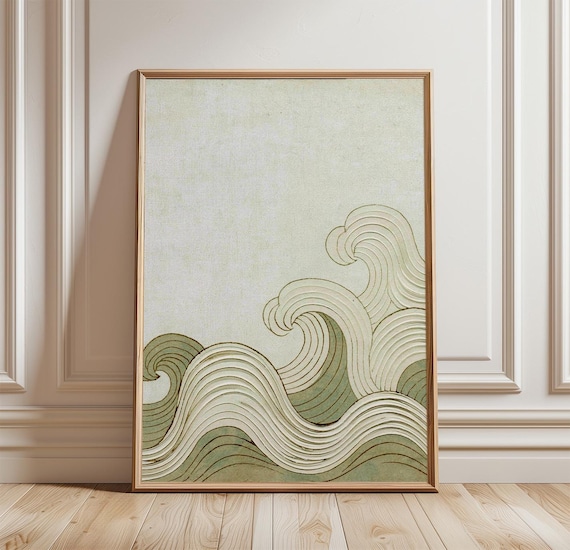 Ocean Waves, Coastal Minimal Sea Art Print