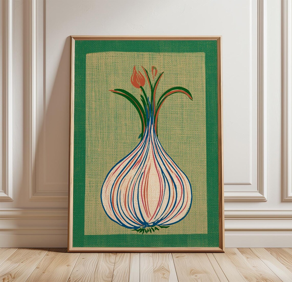 Garlic Bulb Vintage Botanical Kitchen Wall Art