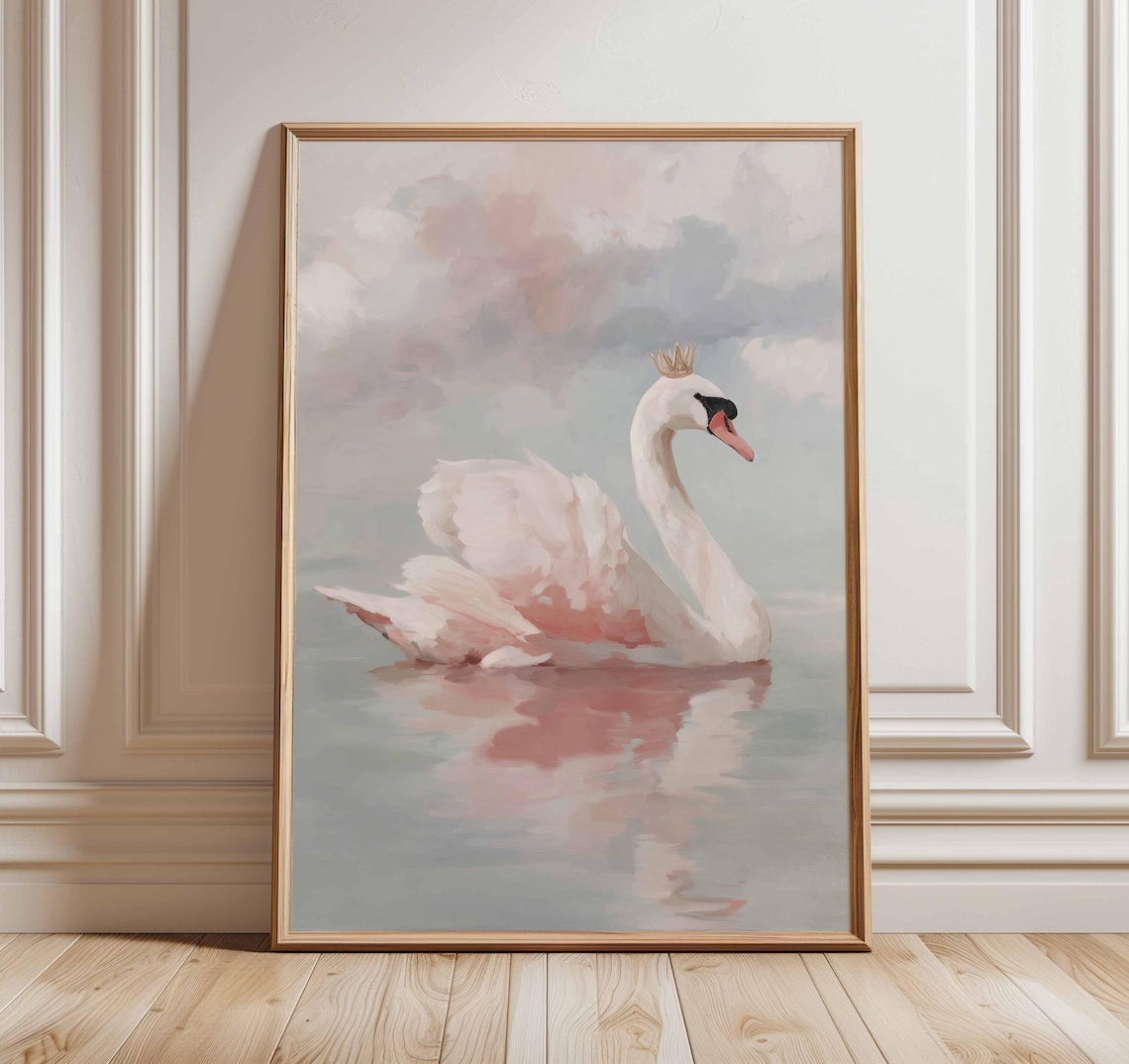 Swan Watercolor Art Print, Elegant Bird Poster