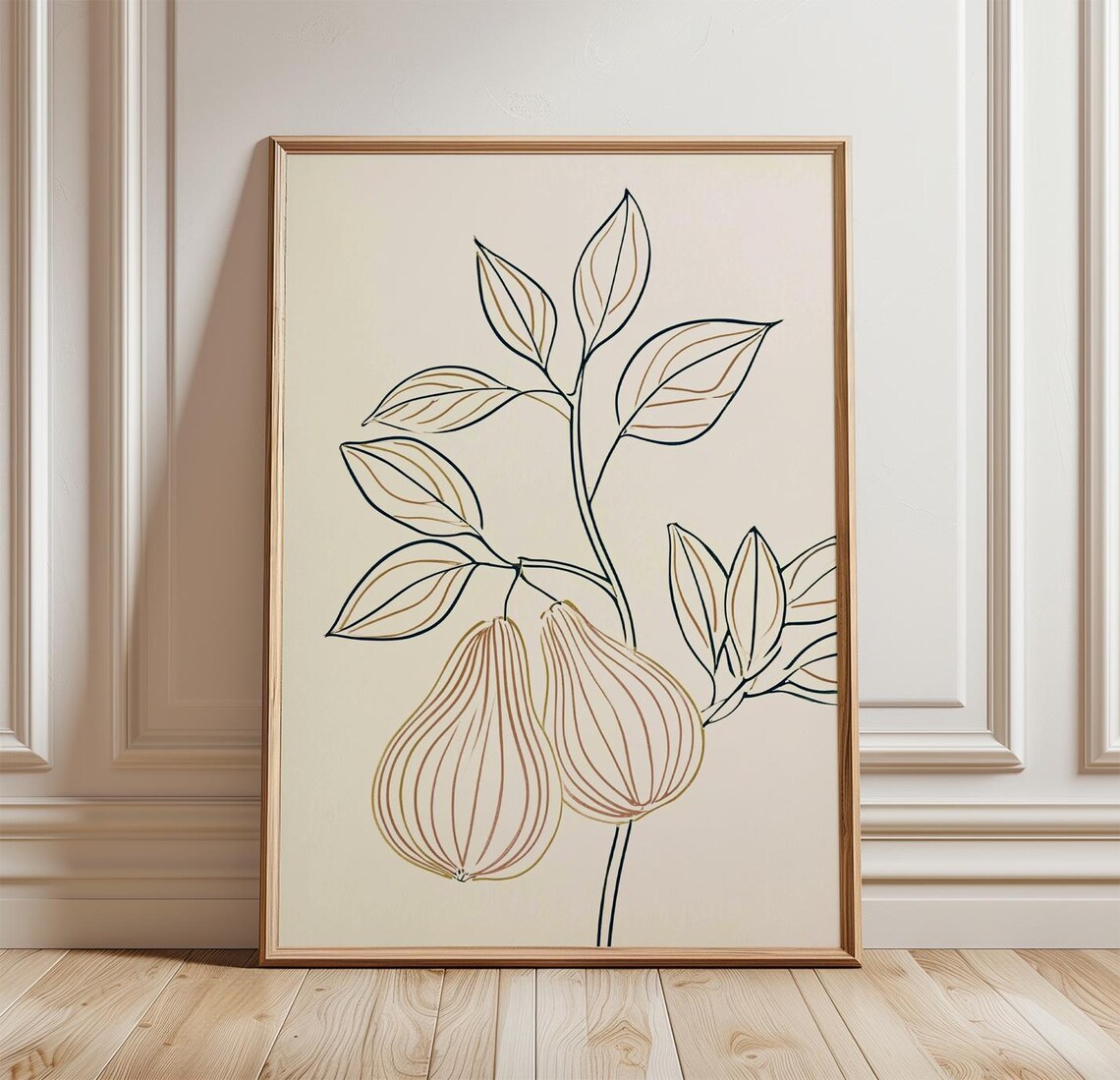 Pear Botanical Minimal Line Art Poster