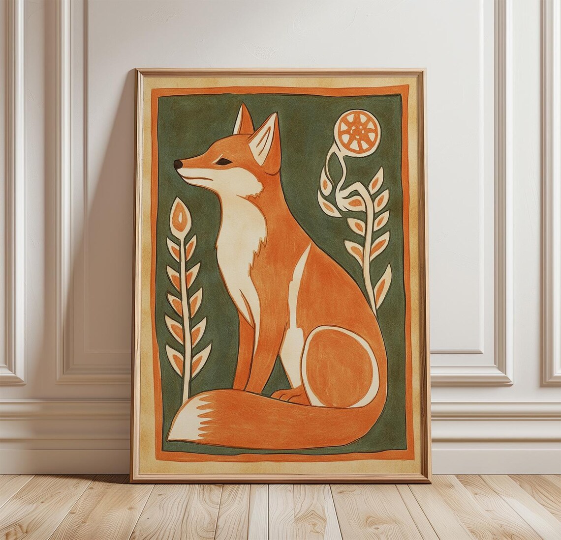 Fox Moon Poster Print, Celestial Woodland Art