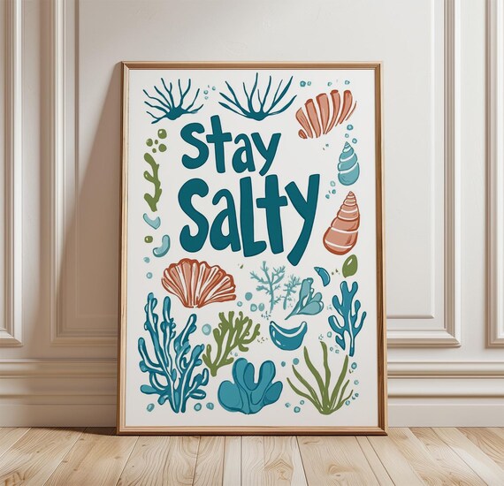 Stay Salty Beach Style With Seashell and Coral Doodles Poster