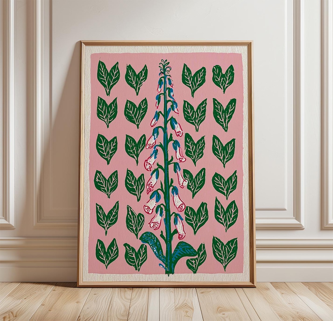 Pink Foxglove Botanical Wall Art Print