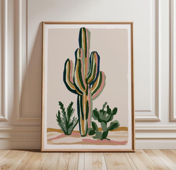 Saguaro Cactus Poster, Southwestern Desert Art Print
