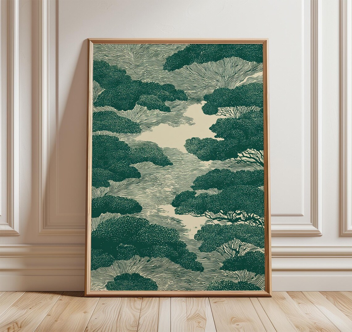 Abstract Forest Canopy, Japanese-Inspired Line Art