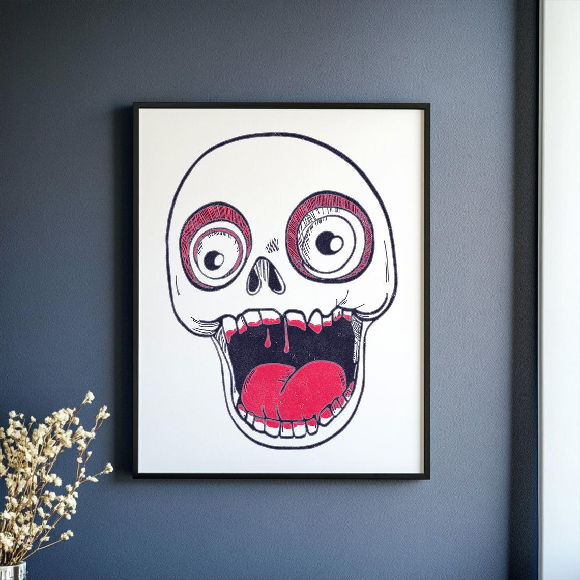 Quirky Skull Wall Art Print 4 Sizes Gothic Decor - Image 3