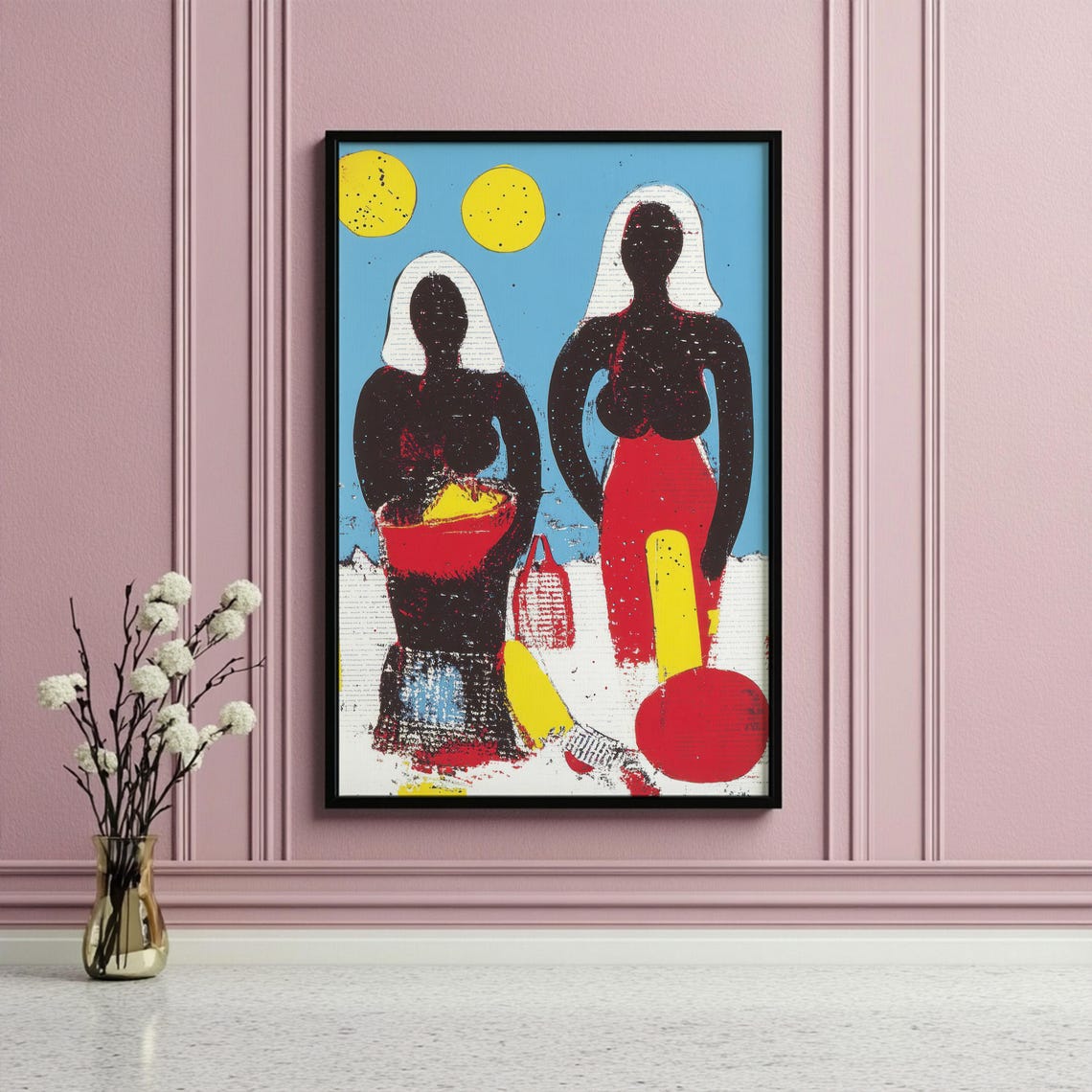 Bold Retro Surrealism Art Vintage Grunge Collage Print Abstract Beach Scene Instant Wall Art - Image 2
