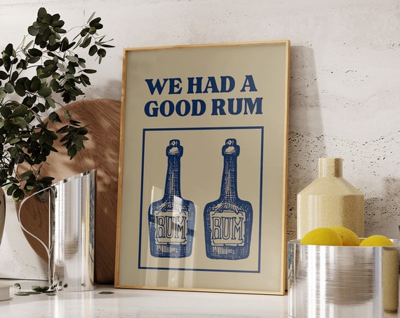 Funny Rum Print Bar Art Print Vintage Liquor Poster Bar Cart Wall Art Bar Art Drinks Wall Decor Pun 1 Print