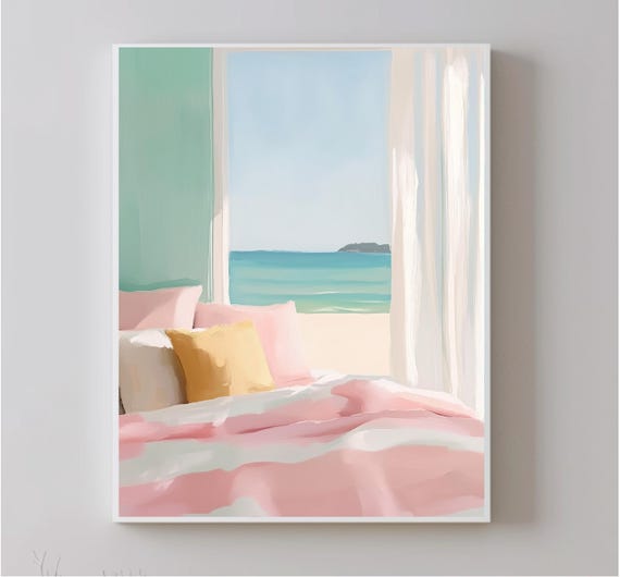 Ocean View Room Art Tropical Decor Summery Design In Pastel Shades For Beach Houses