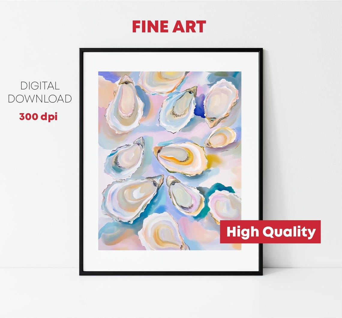 Painterly Oyster Shell Pattern Pastel Abstract Coastal Art Print - Image 3