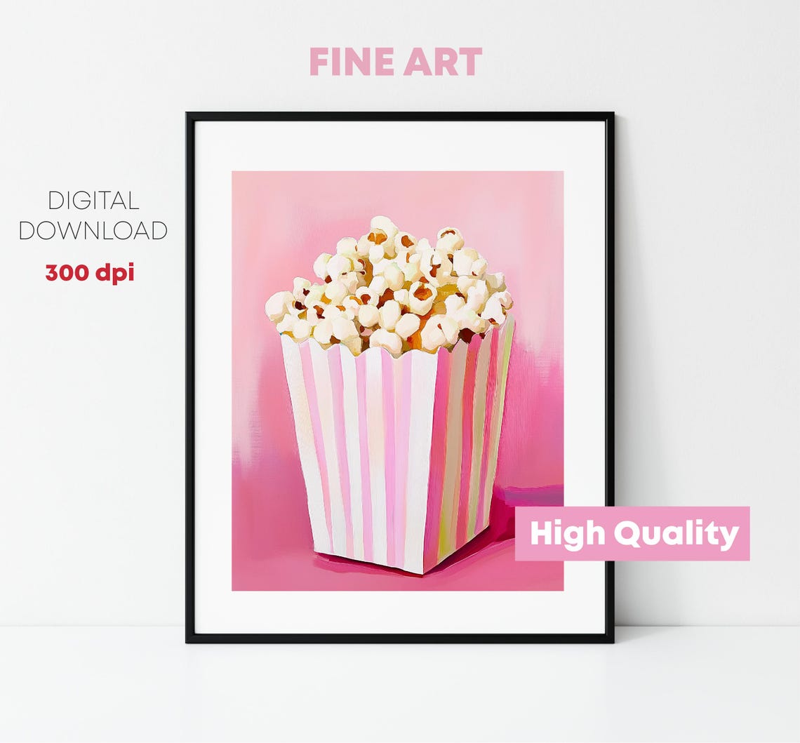 Vintage Style Popcorn Box Illustration Food Art Kitchen Decoration Retro Design - Image 3