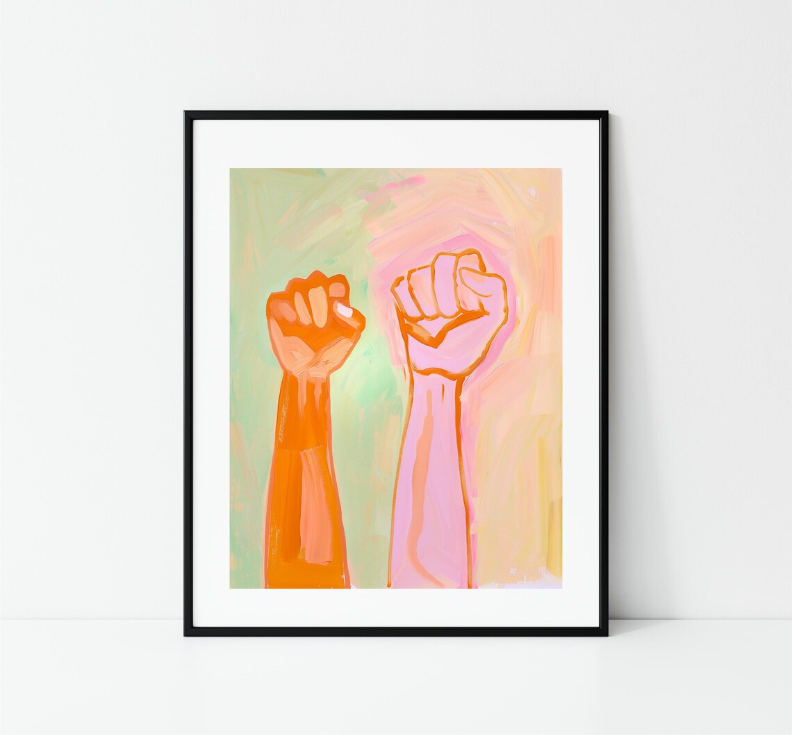 Raised Fists Empowerment Feminist Solidarity Women Rights Art Poster - Image 3