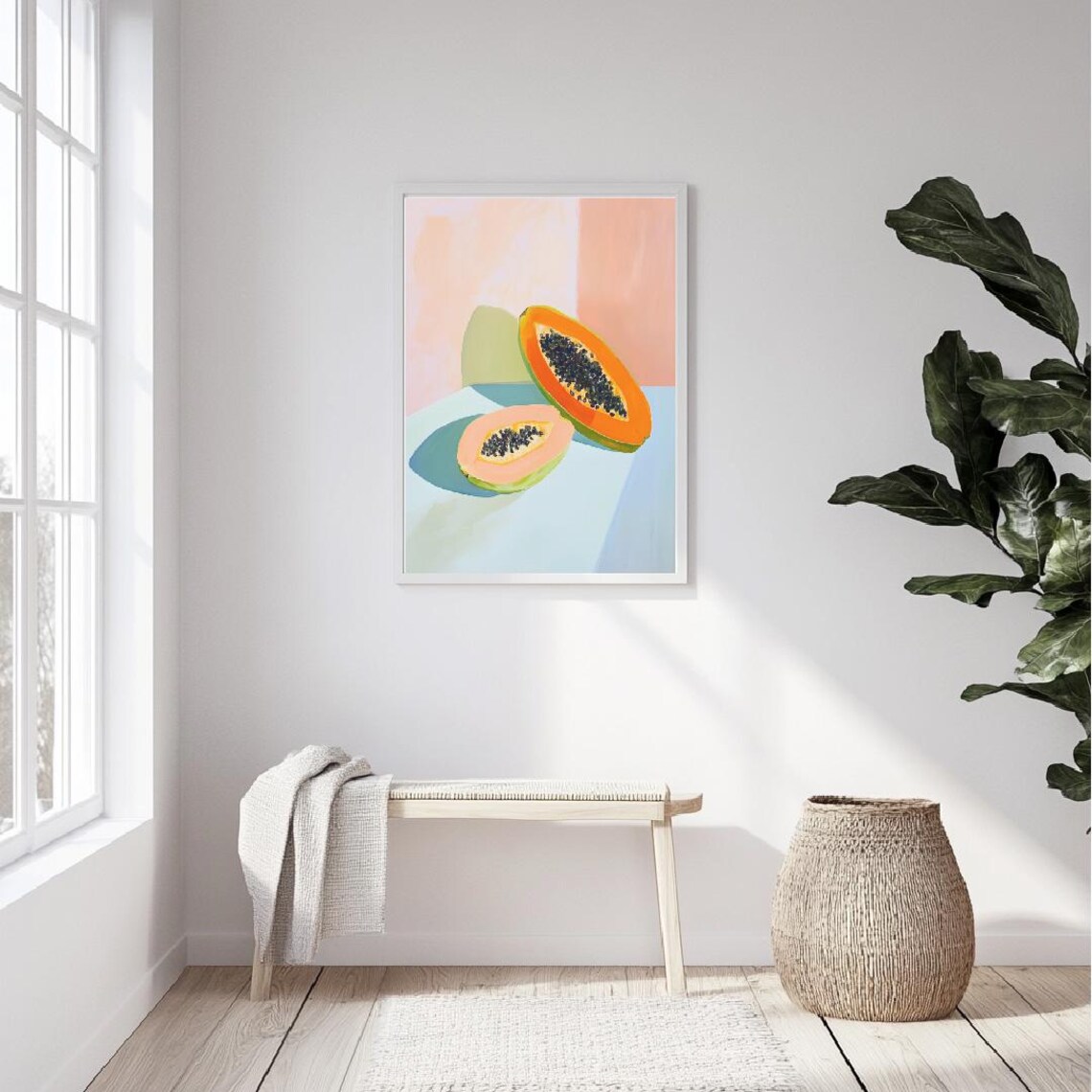 Colorful Papaya Painting, Impressionist Food Art Print - Image 4
