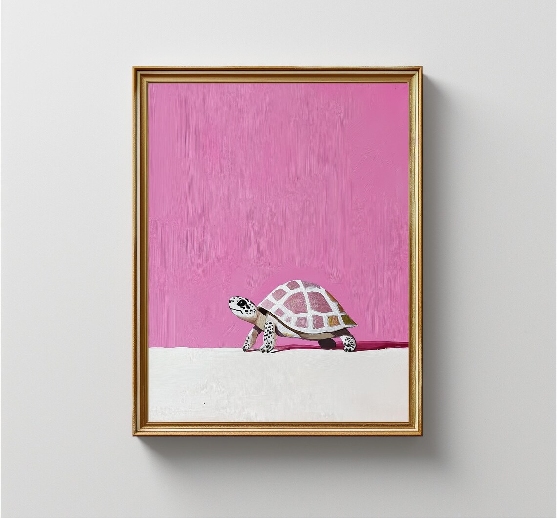 Pink Turtle Painting, Coastal Nursery Art Print - Image 4