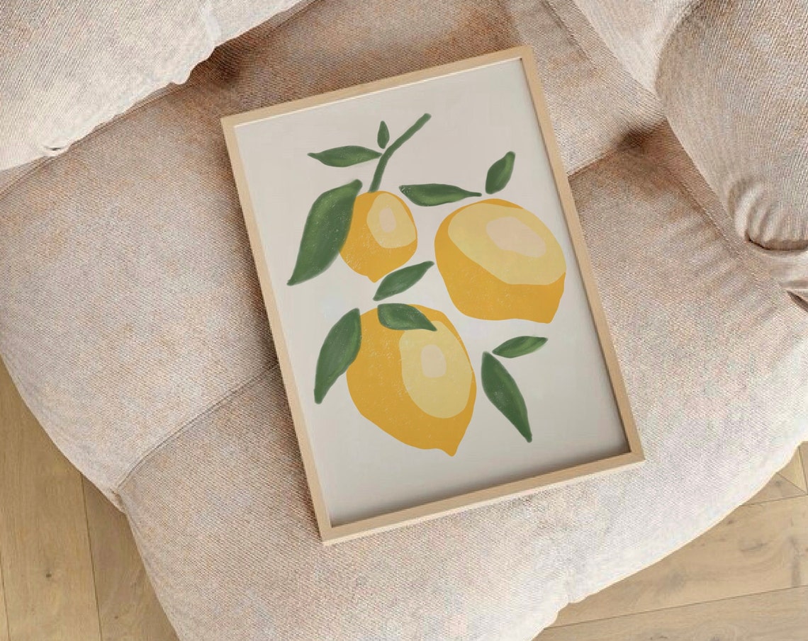 Lemon Branch Watercolor Citrus Fruit Illustration Kitchen Wall Poster - Image 3