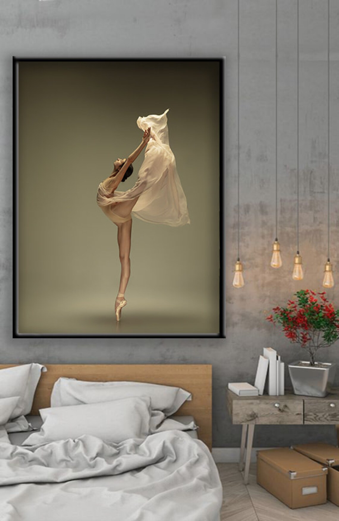 Ballerina in White Dress En Pointe Graceful Elegant Dance Studio Poster - Image 4