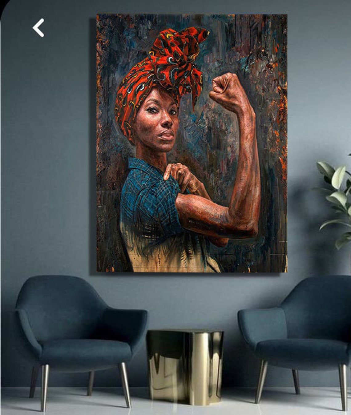 Strong African Woman Power Fist Red Headwrap Empowering Art Print - Image 2
