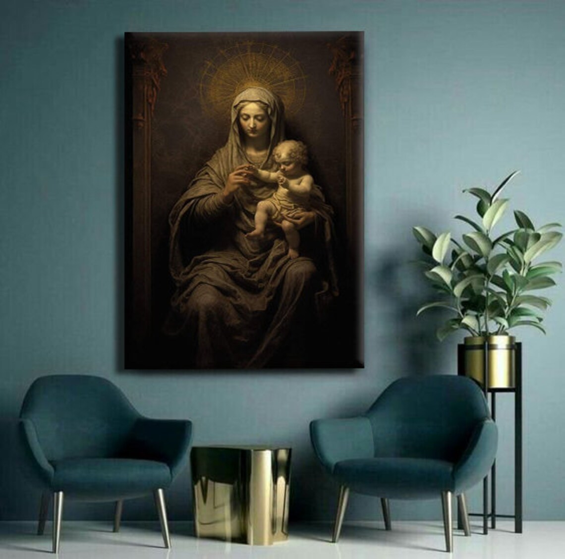 Virgin Mary Jesus Child Classical Religious Renaissance Madonna Art Poster - Image 3