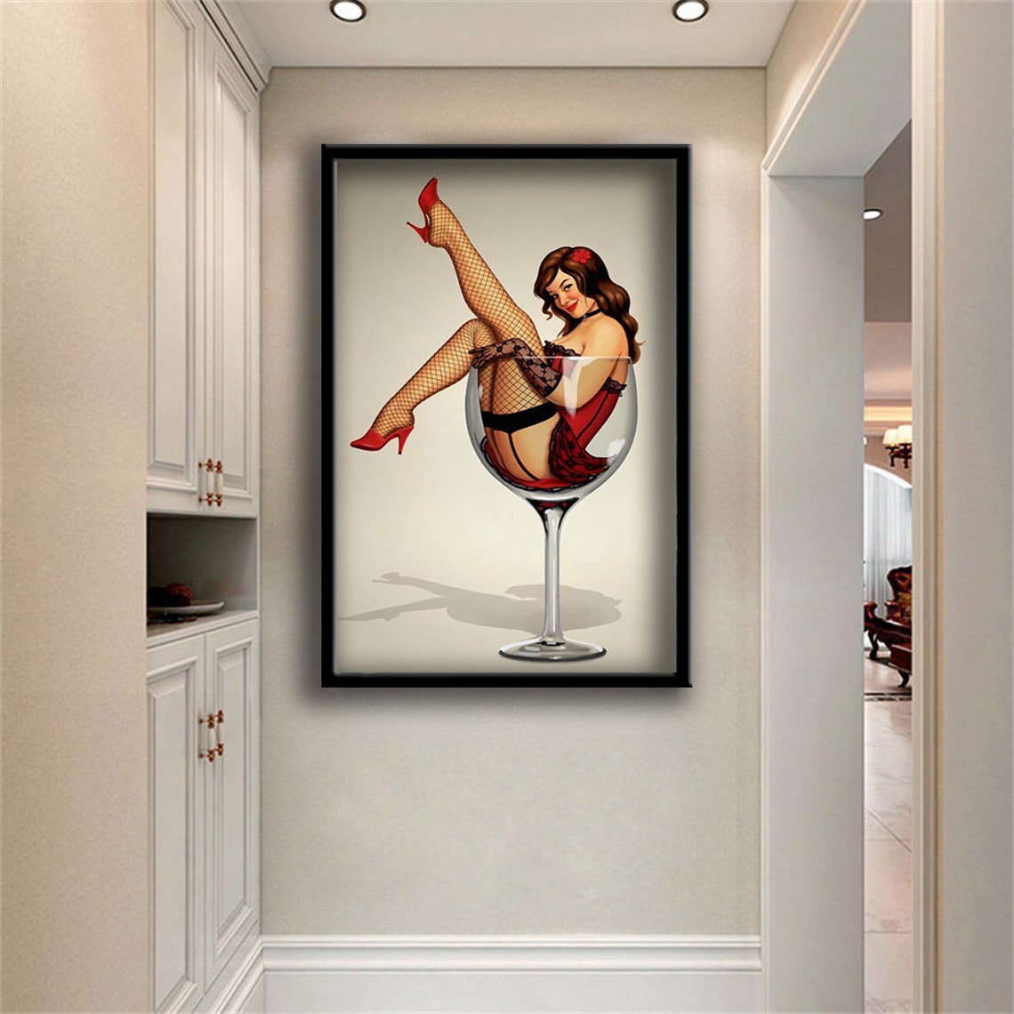 Sexy Woman Painting Woman And Goblet Wall Painting Wall Art Ready To Hang Painting Gift Print - Image 2