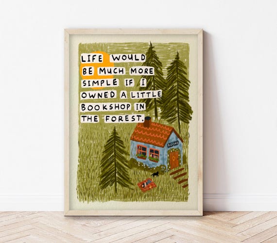 Bookshop In The Forest Art Print