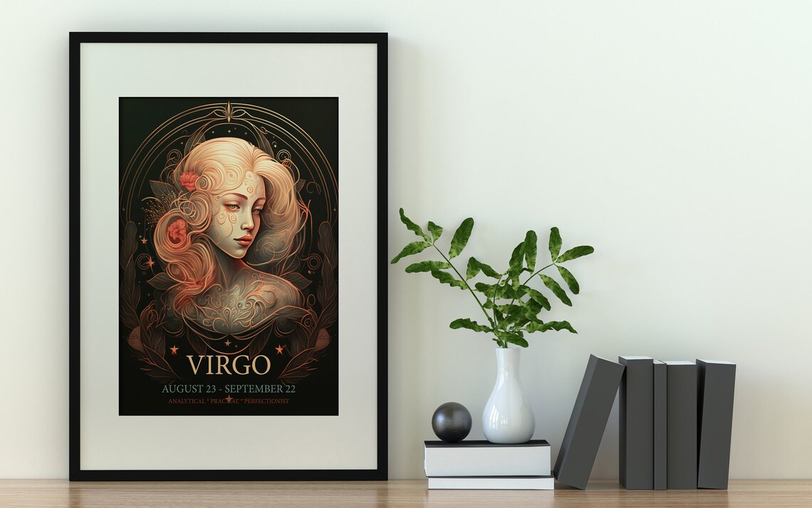 Virgo Zodiac Art Nouveau Goddess Astrology Star Sign Horoscope Poster - Image 2