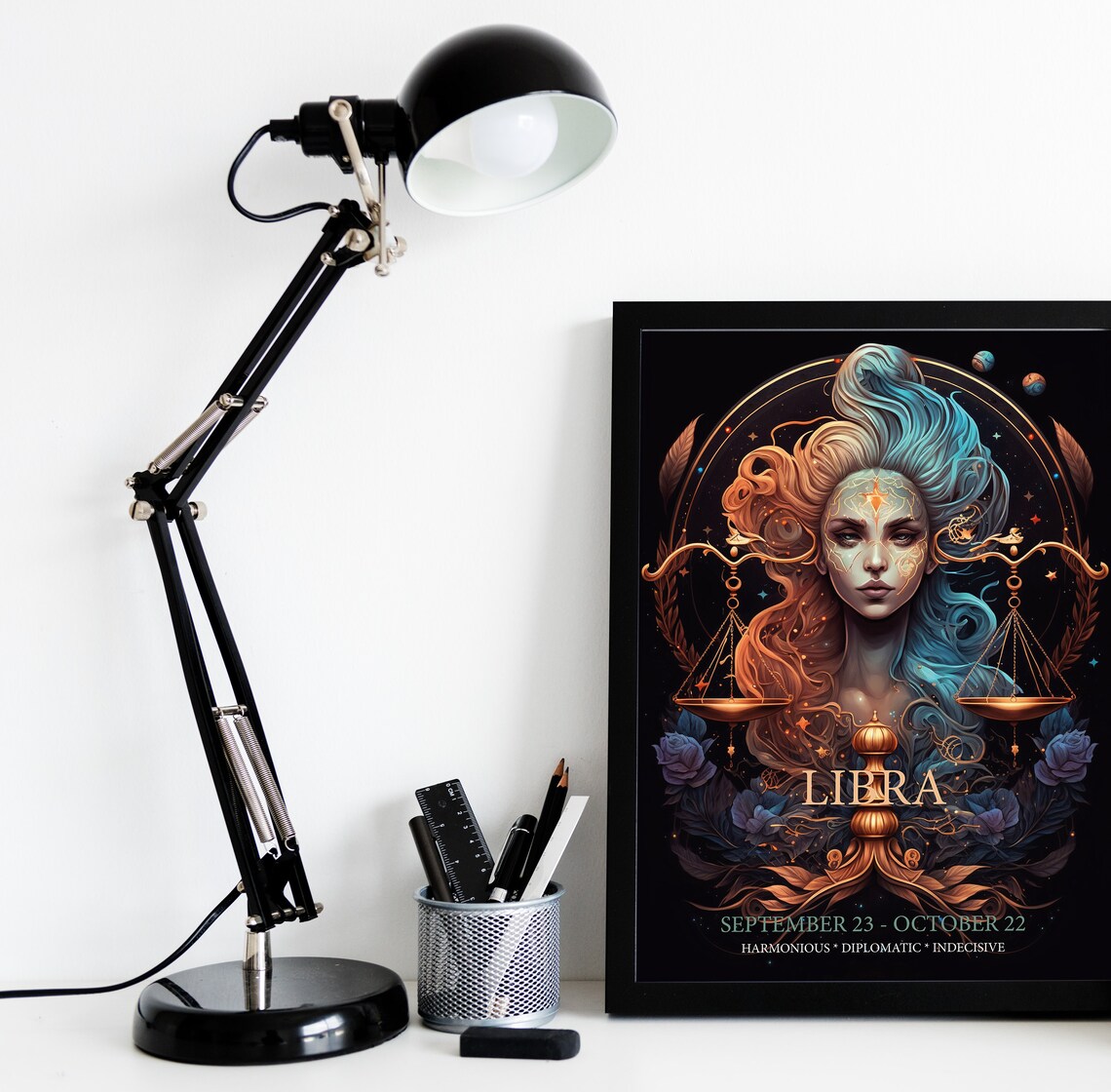 Libra Zodiac Celestial Goddess Scales Astrology Star Sign Horoscope Poster - Image 4