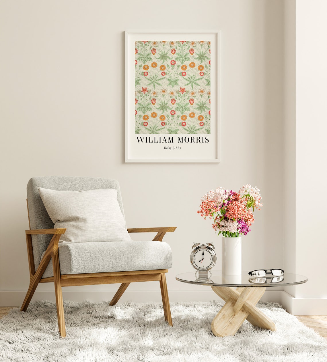 William Morris Daisy 1862 Orange Floral Pattern Vintage Art Poster - Image 7