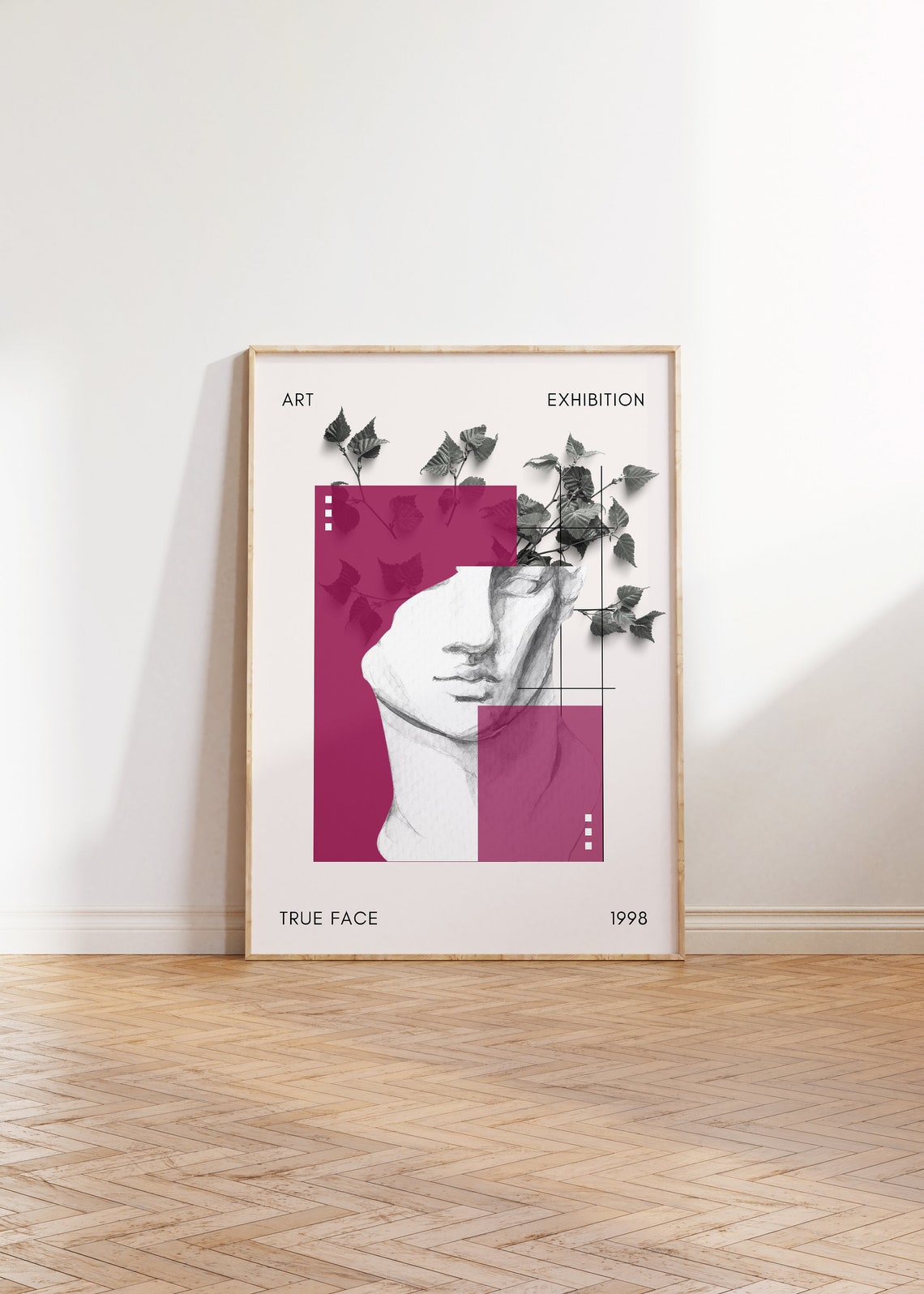 True Face 1998 Abstract Statue Magenta Art Exhibition Poster - Image 2