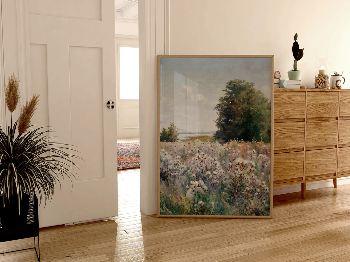 Wildflower Meadow Vintage Field Painting Rustic Country Poster - Image 4