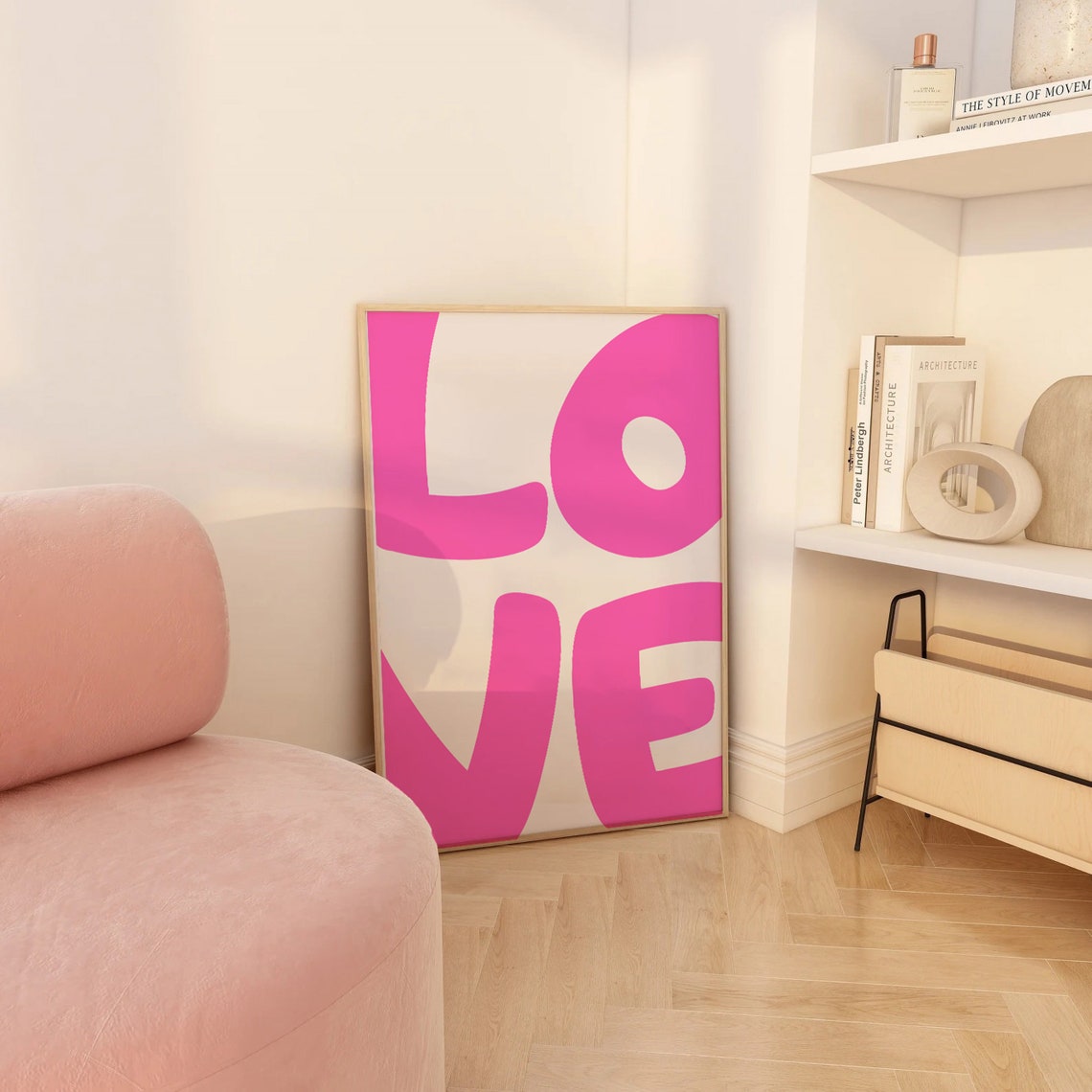 Love Big Bold Modern Hot Pink Block Letter Retro Typography Poster - Image 4