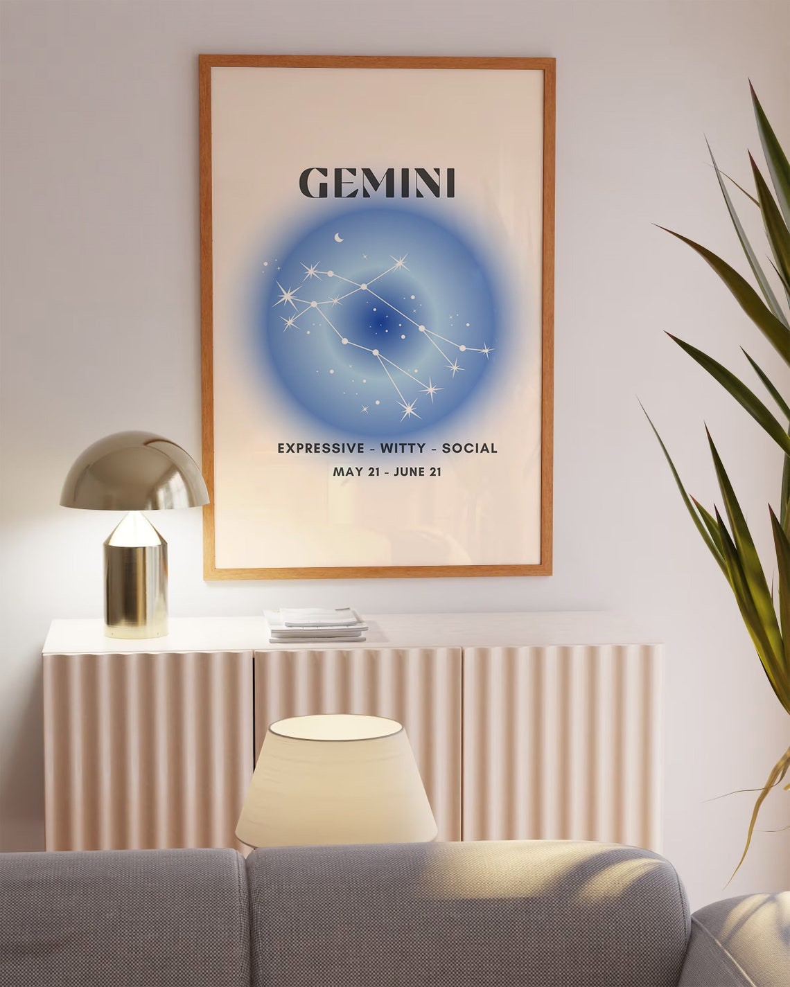 Gemini Zodiac Blue Aura Constellation Expressive Star Sign Poster - Image 3