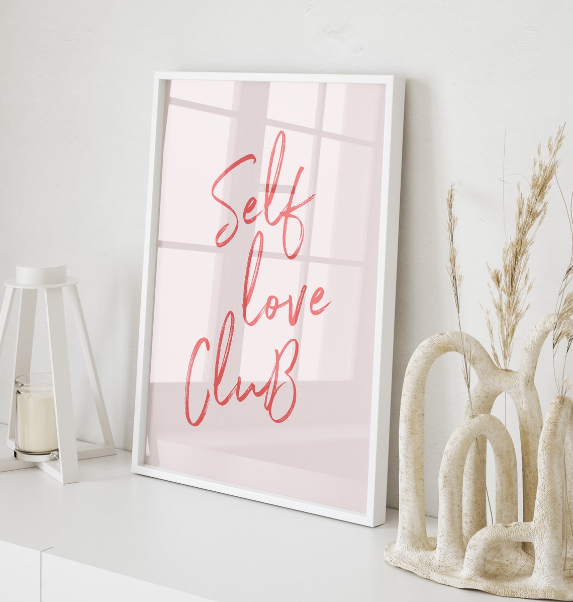 Self Love Club Blush Pink Brush Script Typography Quote Poster - Image 2