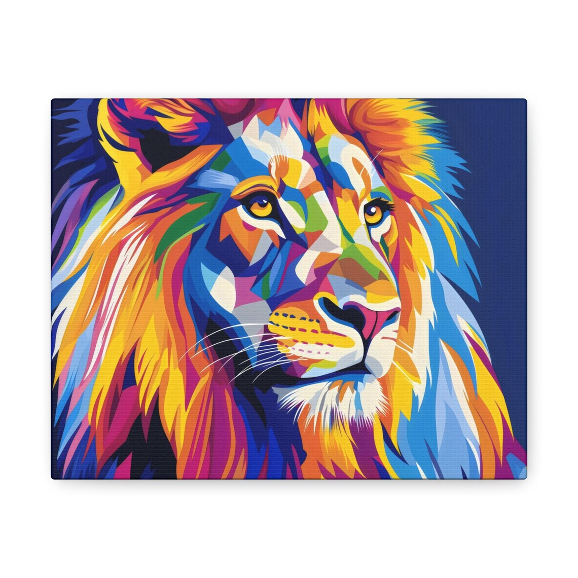 Lion Portrait Geometric Rainbow Pop Art Colorful Mane King of Beasts Canvas Poster - Image 3