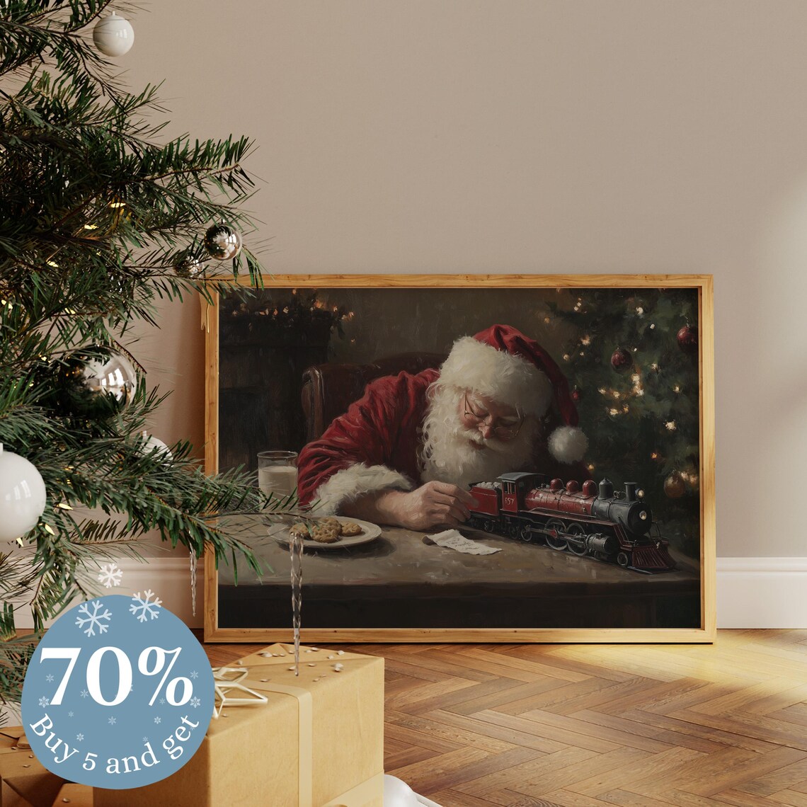 Christmas Santa Claus Farmhouse Poster Print - Image 4