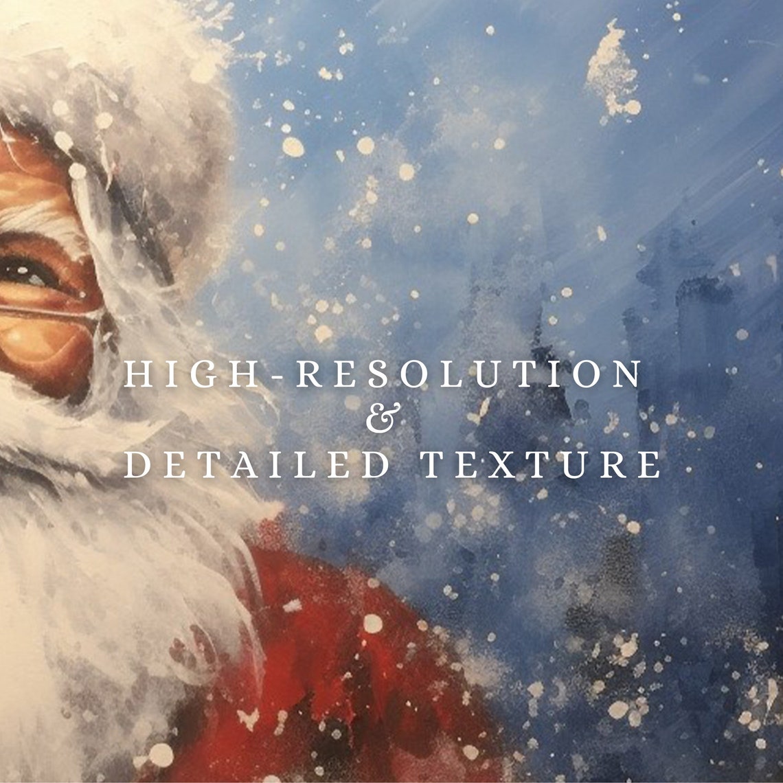 Jolly Santa Claus Portrait Snowfall Deep Blue Night Art Poster - Image 2
