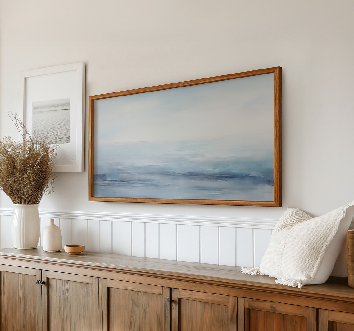 Abstract Ocean Painting, Coastal Beach House Art Print - Image 2