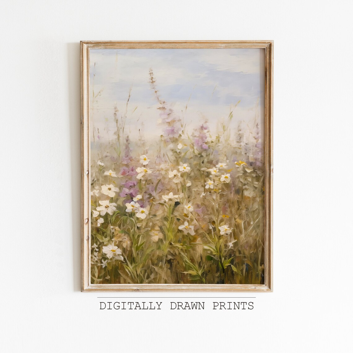 Wildflower Field Landscape Farmhouse Art Print
