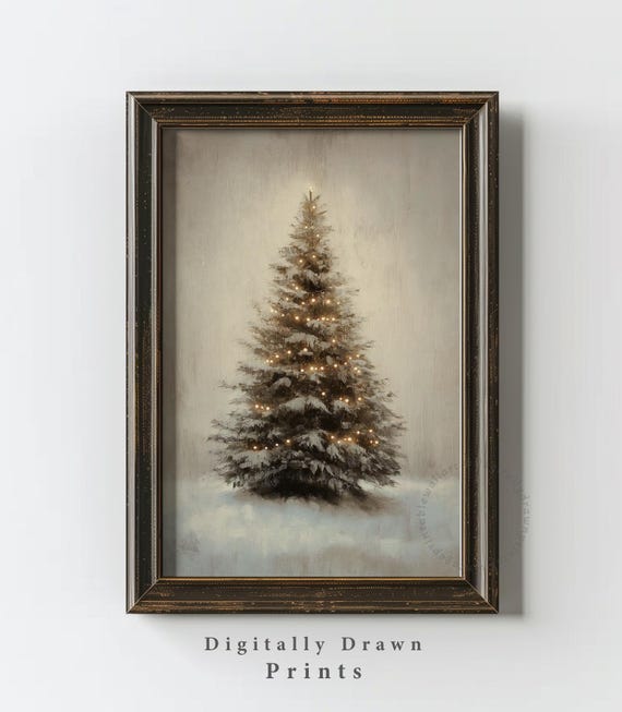 Vintage Christmas Wall Art Set of 6, Farmhouse Prints