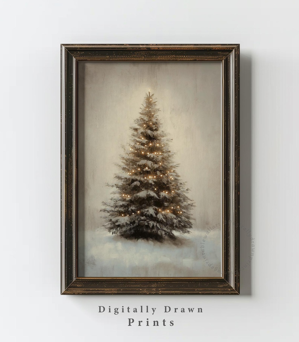 Vintage Christmas Wall Art Set of 6, Farmhouse Prints
