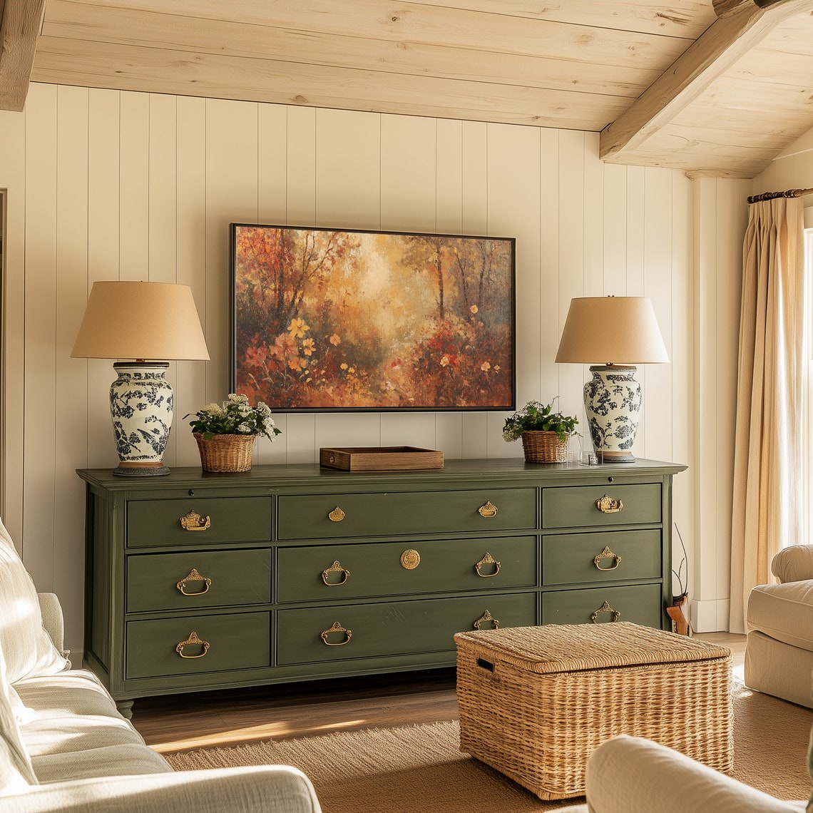 Golden Autumn Forest Sunlit Wildflower Clearing Light Beam Poster - Image 4