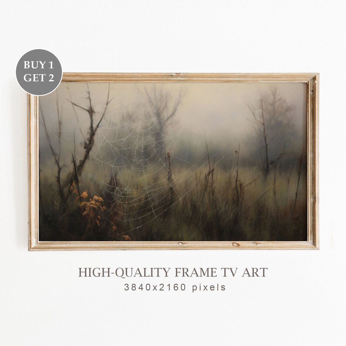 Vintage Halloween TV Frame Art, Spooky Neutral Decor