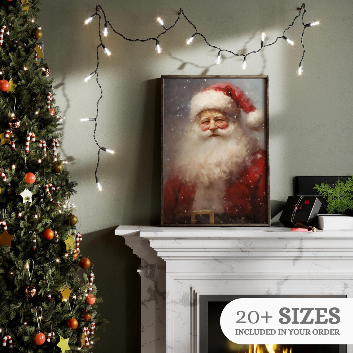 Santa Claus Portrait Rosy Cheeks Vintage Oil Painting Poster - Image 3